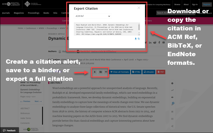 Easily Export Citations And Create Alerts In The New Acm Digital Library